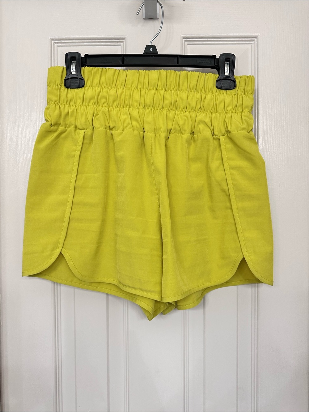 Women’s High-Waist Smocked Lime Green Shorts